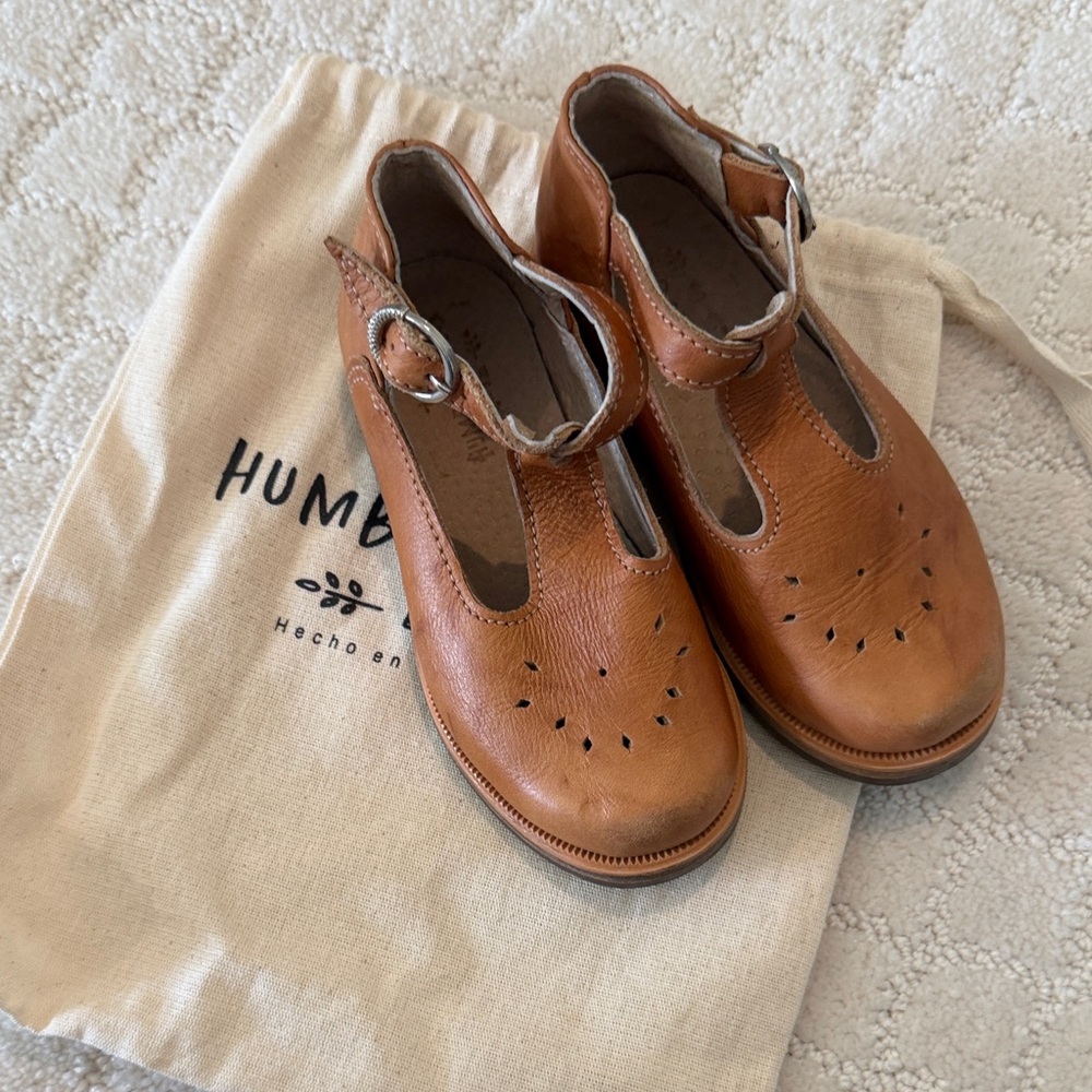 Humble Soles Brown Leather Mary Jane T-Strap Shoes